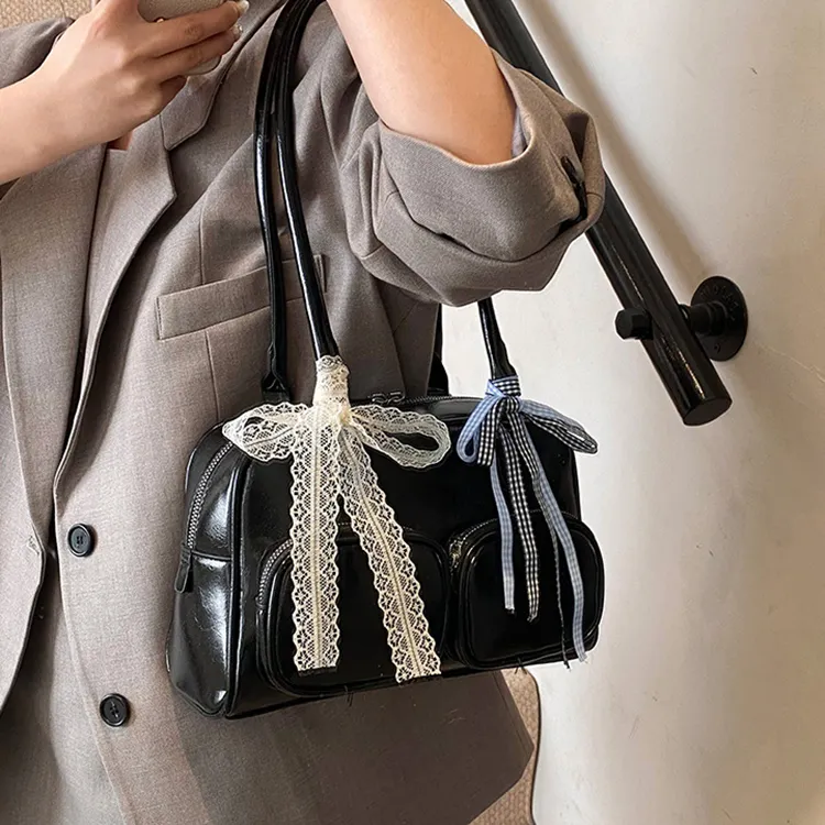 DALO PU Shoulder Bag Women's Silver/Coffee/Red/Brown/Black/White-14