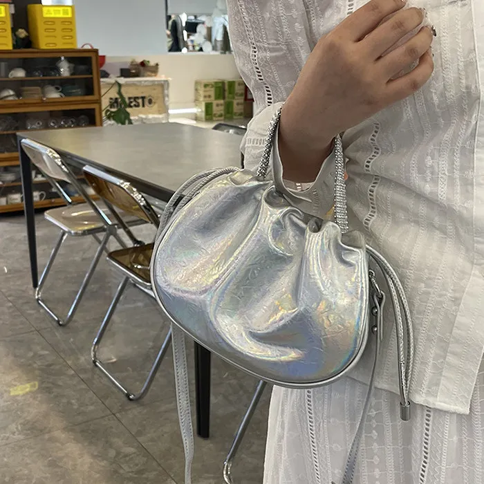 DALO PU One Shoulder Bucket Crossbody Handbag Women's Silver/Multicolor/Gold/Black-7