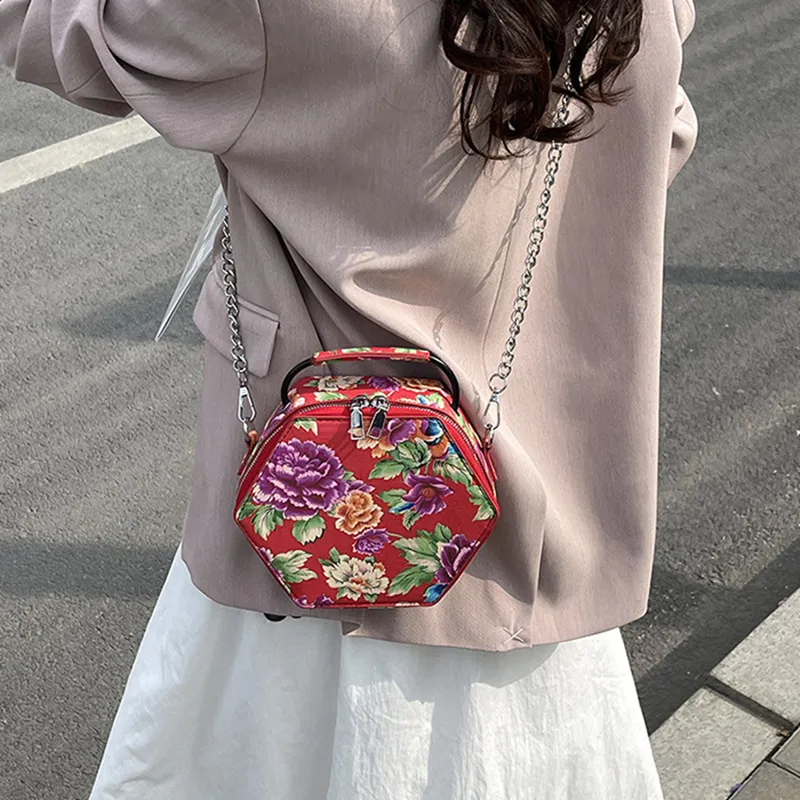 DALO PU Shoulder Bag Crossbody Bag Handbags Women's Print Green/Print Red/Red/Black-5