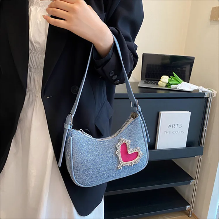 DALO Denim Shoulder Bag Women's Denim Blue-4