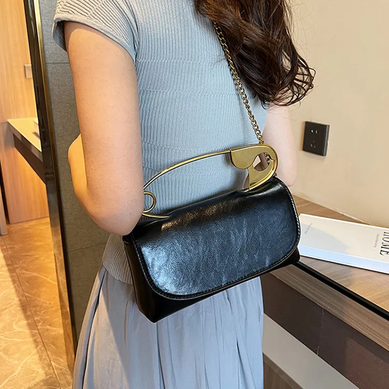 DALO PU Shoulder Bag Crossbody Bag Women's White/Black/Rose Red/Silver-4