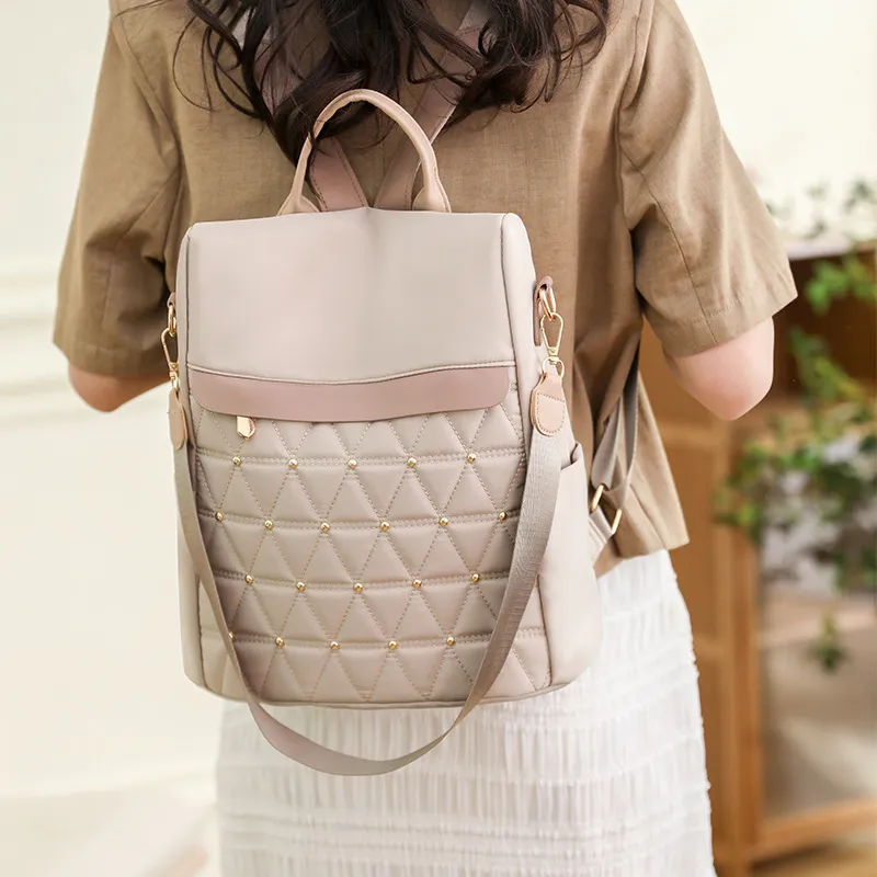 DALO Oxford Backpack Women's Black/Ecru/Khaki-7