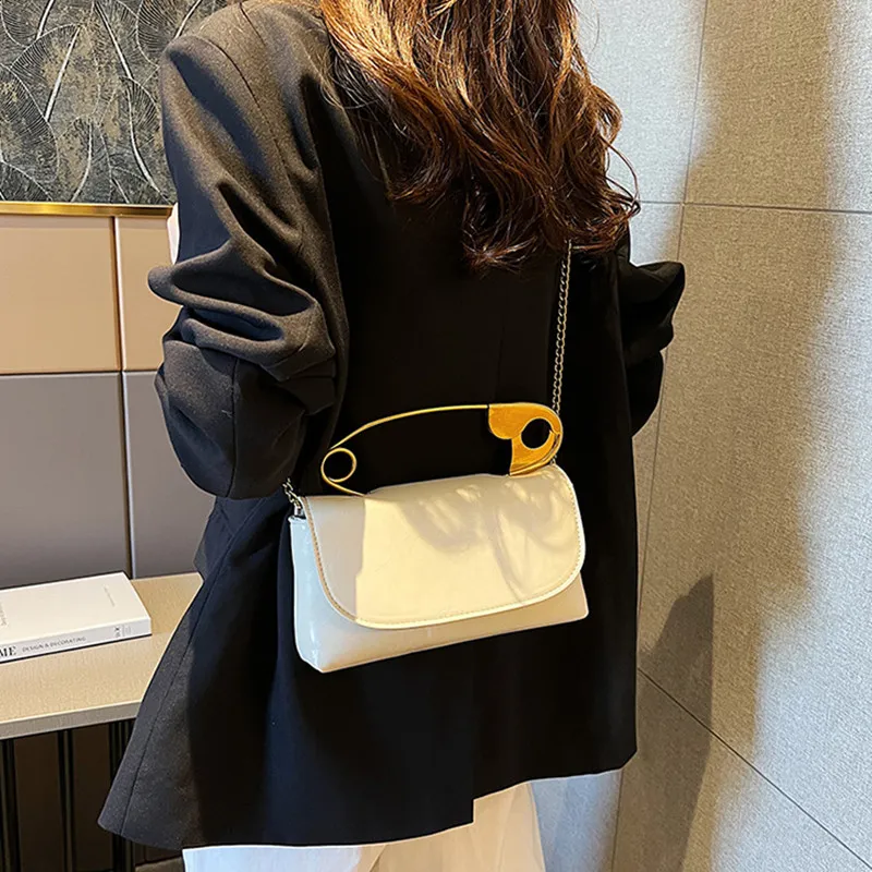 DALO PU Shoulder Bag Crossbody Bag Women's White/Black/Rose Red/Silver-2
