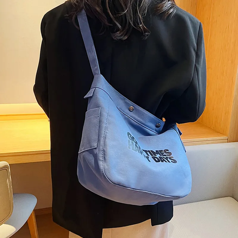 DALO Canvas Canvas Bag Tote Bag Shopping Bag Crossbody Bag Regular Unisex White/Black/Blue/Coffee-6