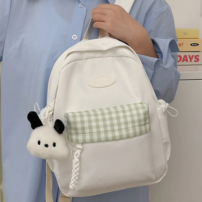 DALO Nylon Backpack Regular Women's White/Blue/Black/Yellow/Green-2