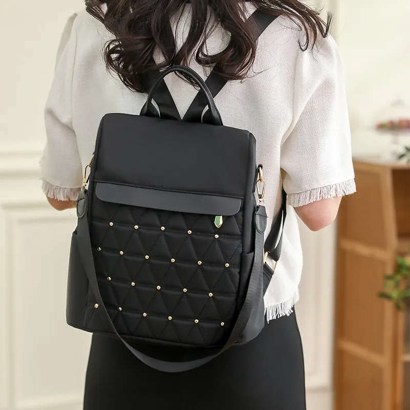 DALO Oxford Backpack Women's Black/Ecru/Khaki-1
