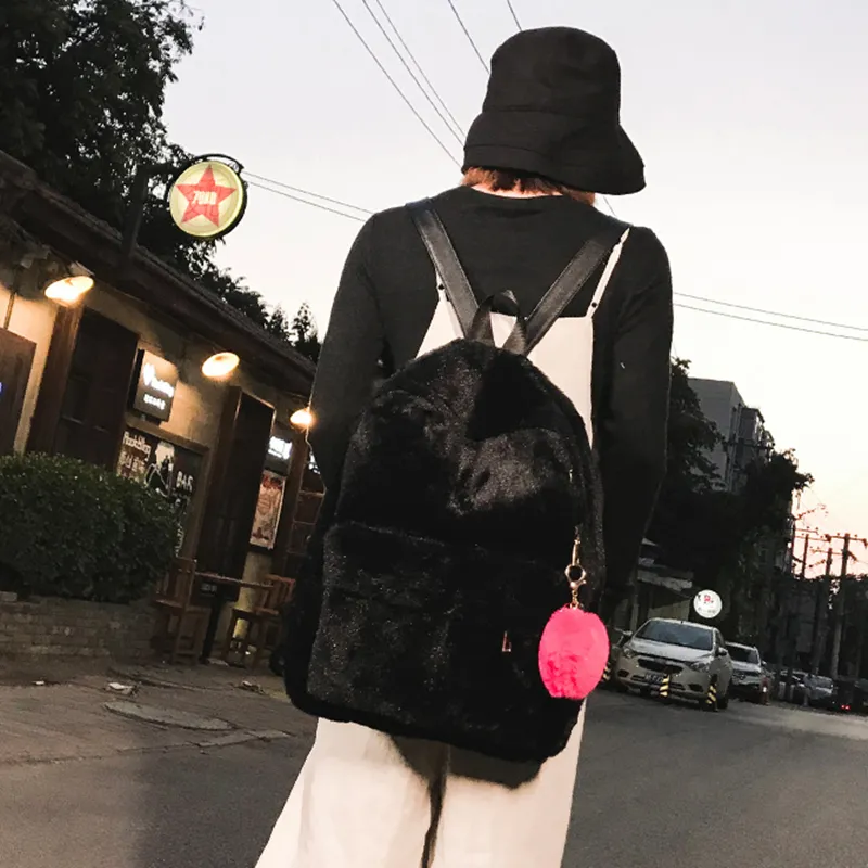 DALO Plush Backpack Women's Black/Pink-2