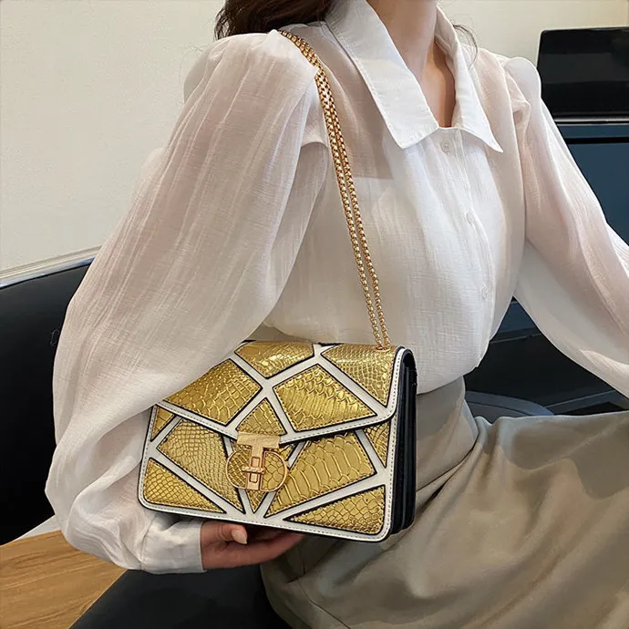 DALO PU Small Square Bag Shoulder Bag Women's Green/Multicolor/White & Color/Gold-13