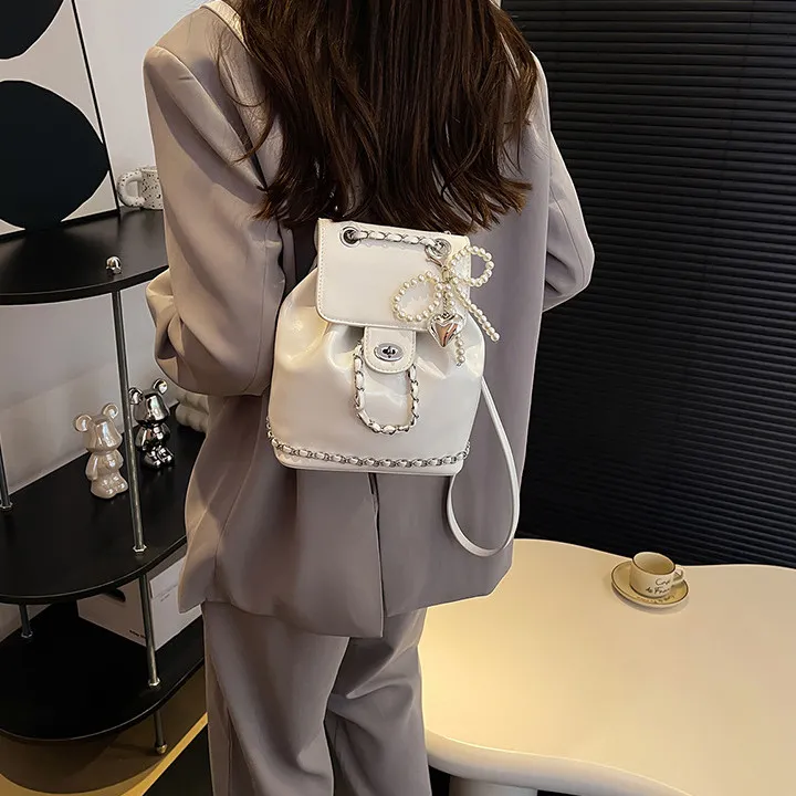 DALO PU Backpack Women's Ecru/Black/Silver-2
