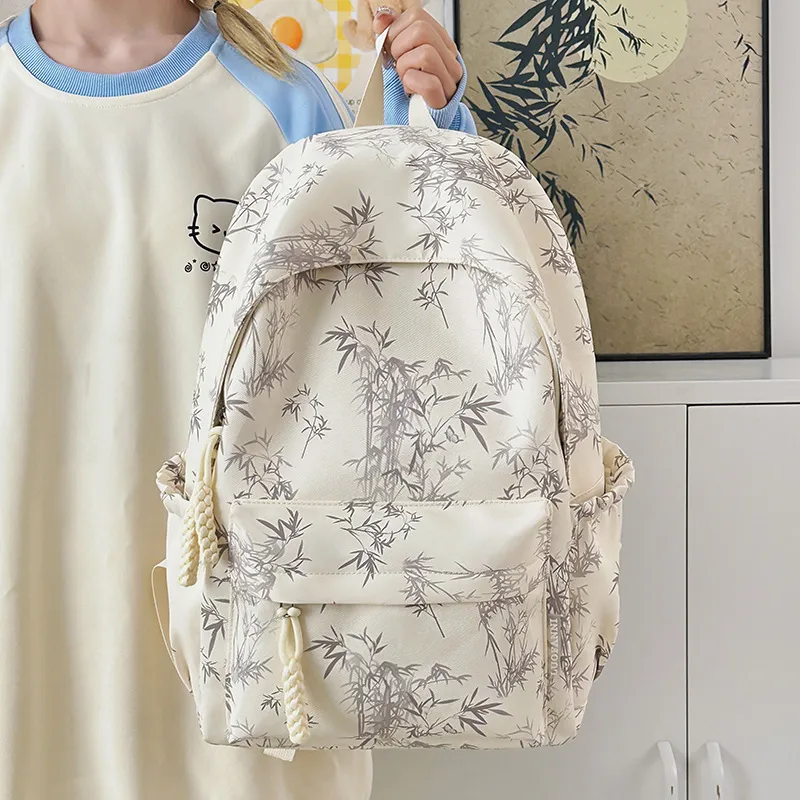 DALO Nylon Backpack Women's White/Black/Green/Blue-1