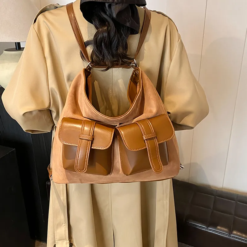 DALO Suede Shoulder Bag Women's Thousand Birds Coffee/Matte Coffee/Frosted Brown-14