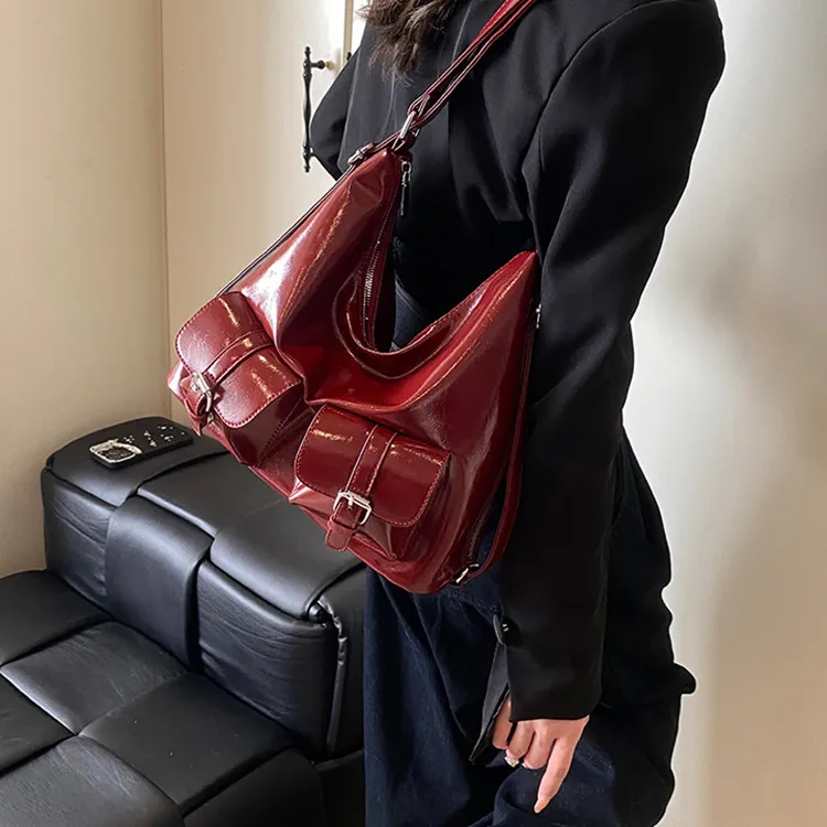 DALO PU Shoulder Bag Women's Black/Red/Coffee/Brown-6
