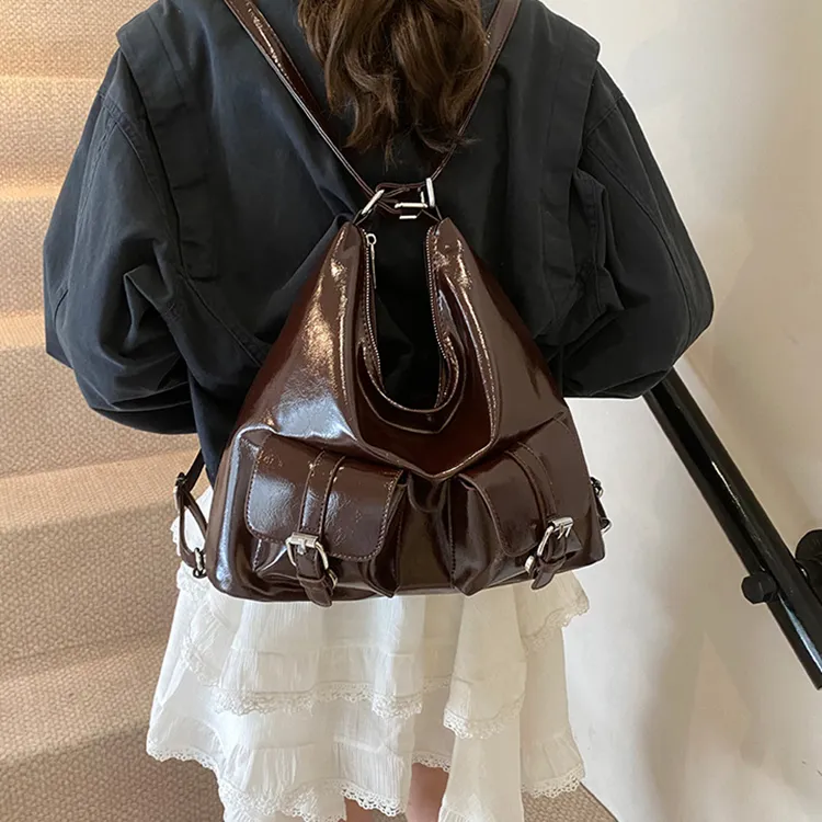 DALO PU Shoulder Bag Women's Black/Red/Coffee/Brown-10