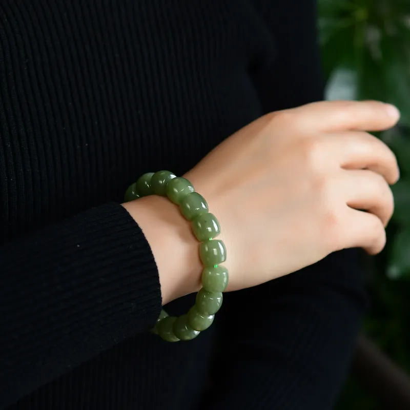 The Call Of The Heart Hetian Jade Bracelets Green Jade Unisex-2