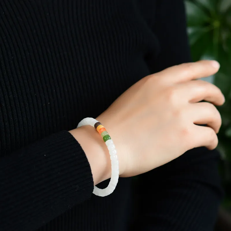 The Call Of The Heart Hetian Jade Bracelets White Jade Unisex-2