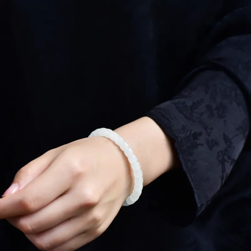 The Call Of The Heart Hetian Jade Bracelets White Jade Unisex-1