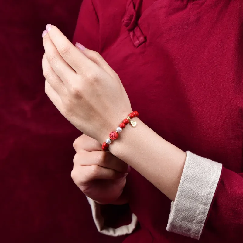 The Call Of The Heart Reconstructed Cinnabar Bracelets Unisex-25