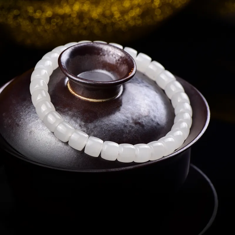 The Call Of The Heart Hetian Jade Bracelets White Jade Unisex-3