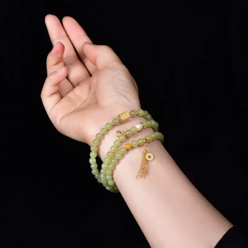 The Call Of The Heart Hetian Jade Bracelets Green Jade Unisex-1