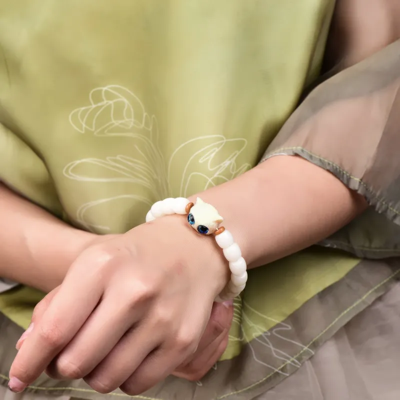 The Call Of The Heart White Jade Bodhi Bracelets Unisex-1