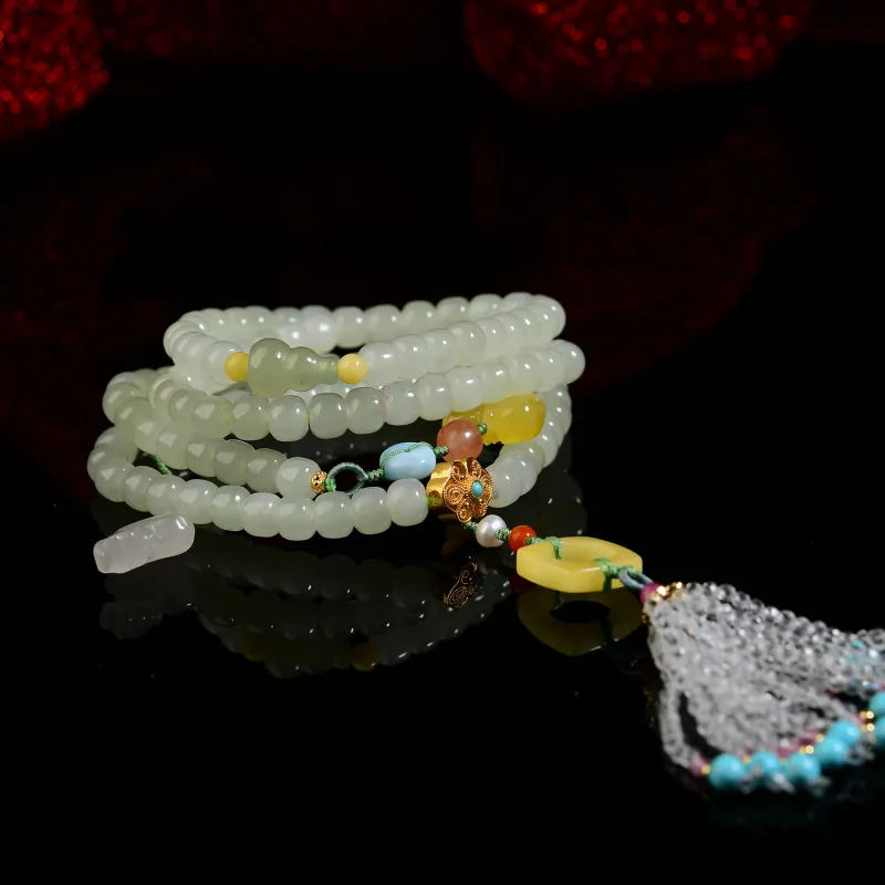 The Call Of The Heart Hetian Jade Bracelets Pale Greenish White Jade Unisex-2