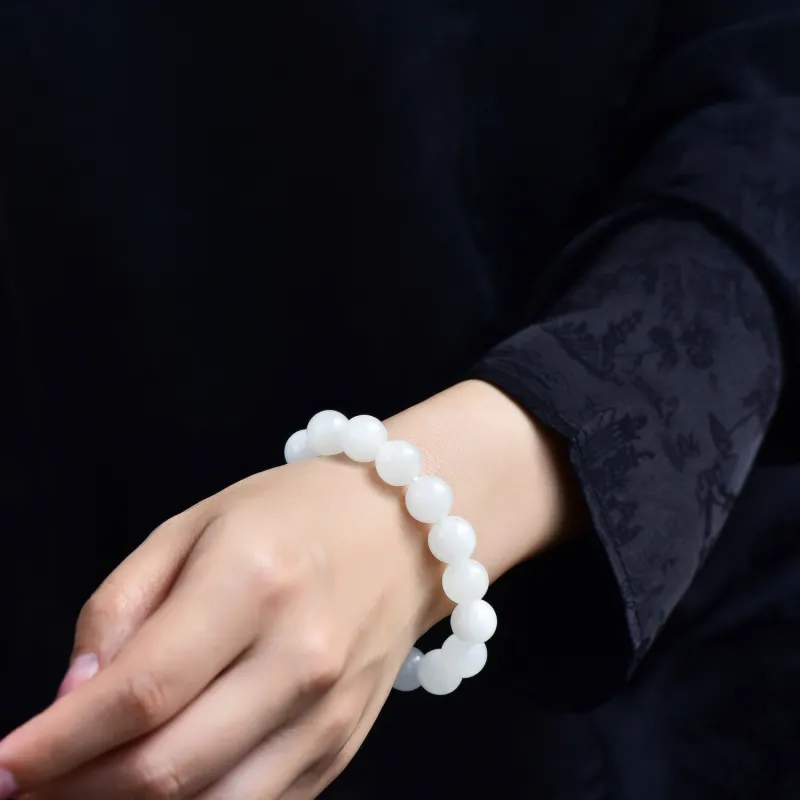 The Call Of The Heart Hetian Jade Bracelets White Jade Unisex-2