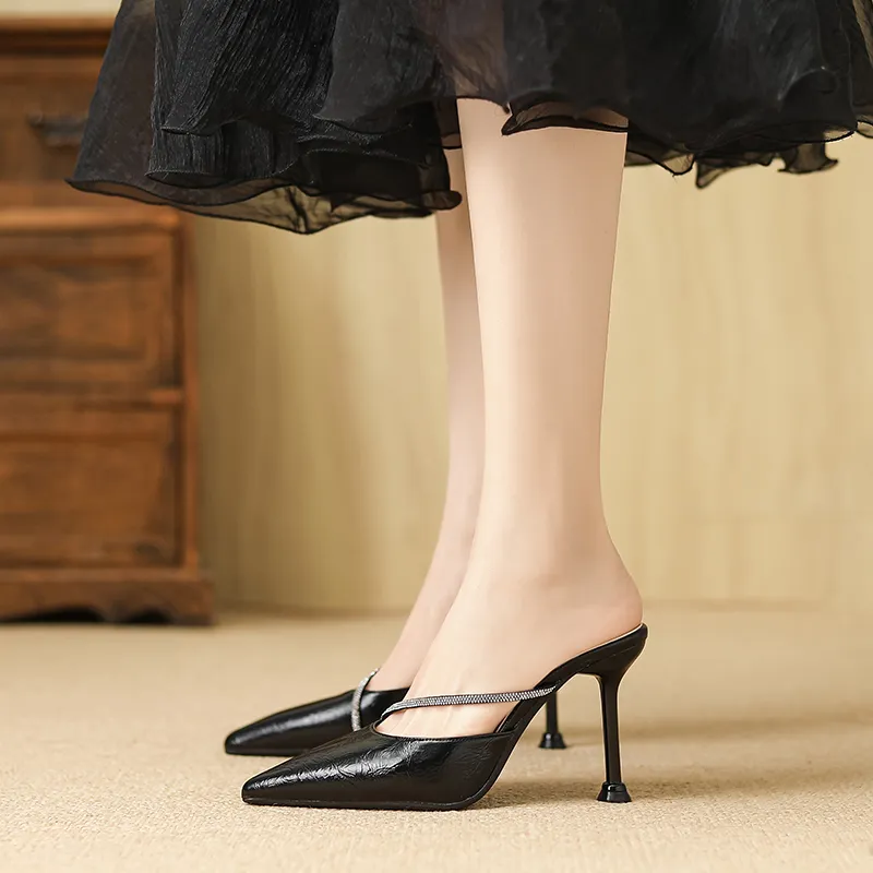 YAFEI XUANYU Rubber Sole Rhinestone Closed Toe Slippers Women's-4