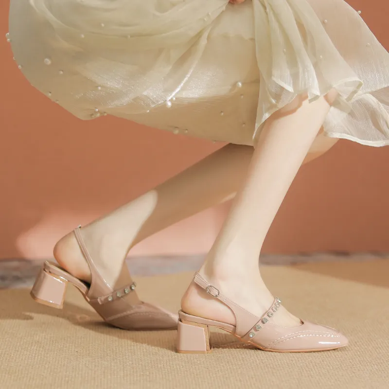 YAFEI XUANYU Chunky Heel High Heels 5cm Women's White-1