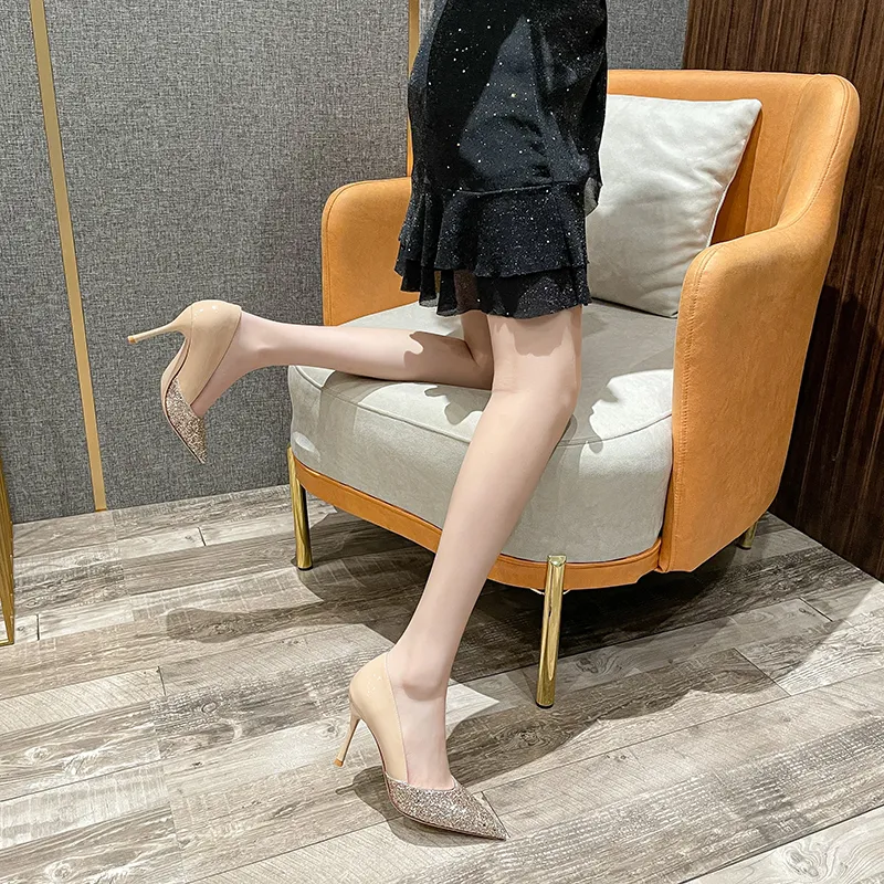 YAFEI XUANYU Slim Heel High Heels Women's Apricot-8