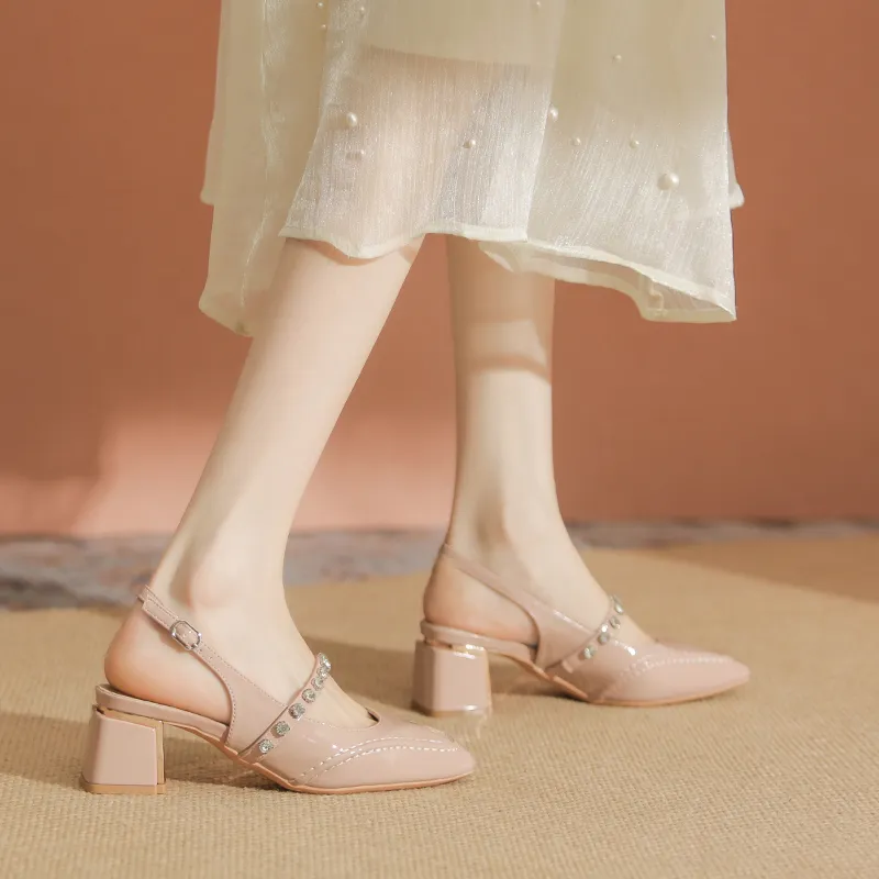 YAFEI XUANYU Chunky Heel High Heels 5cm Women's White-2