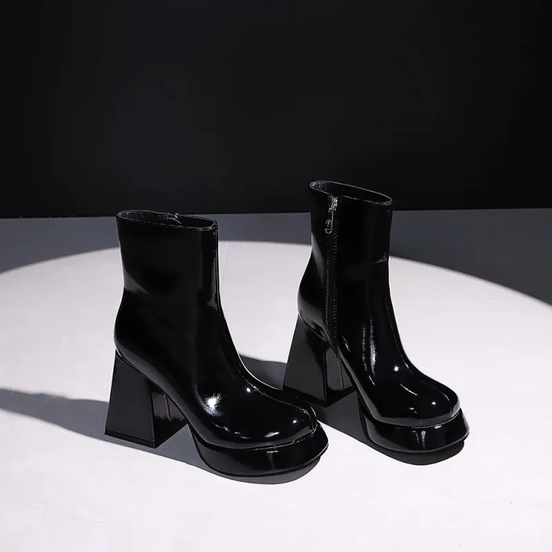 YAFEI XUANYU Ankle Boots 10CM Women's Black-4