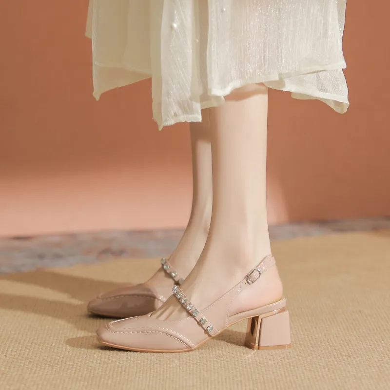 YAFEI XUANYU Chunky Heel High Heels 5cm Women's White-6