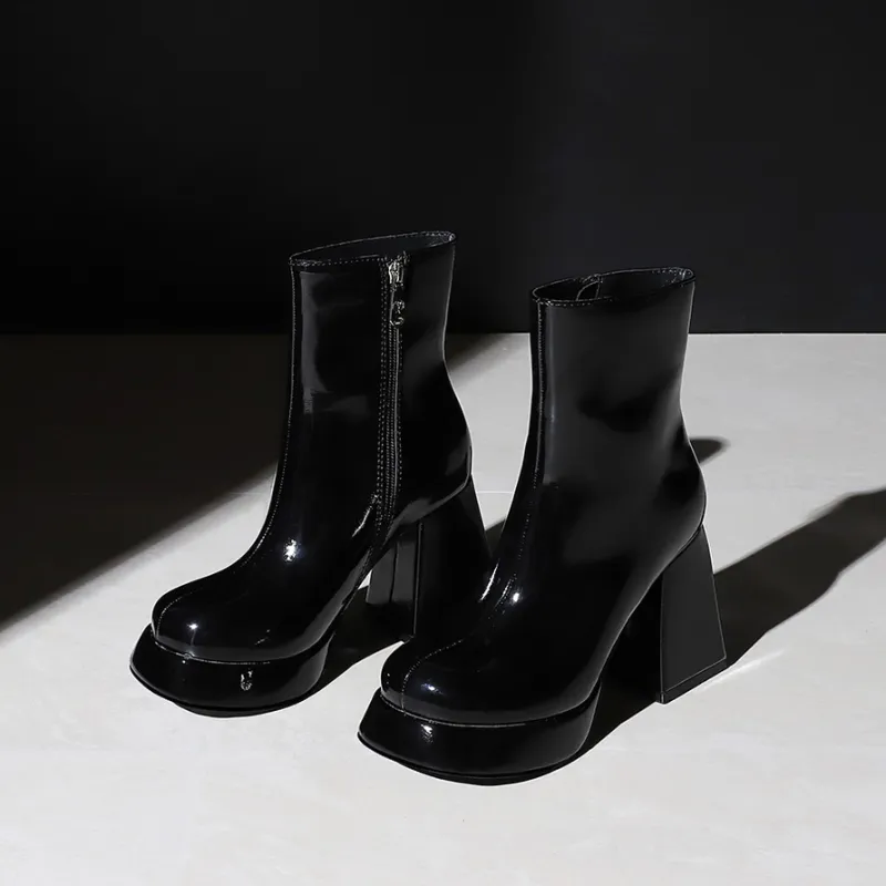 YAFEI XUANYU Ankle Boots 10CM Women's Black-1