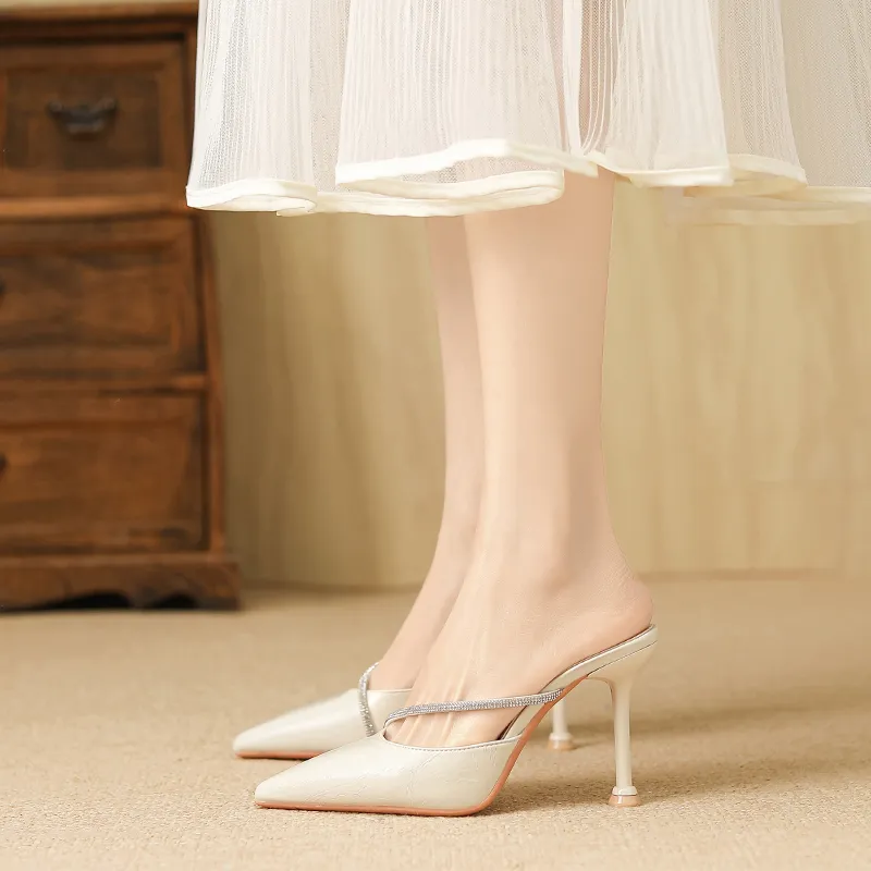 YAFEI XUANYU Rubber Sole Rhinestone Closed Toe Slippers Women's-12