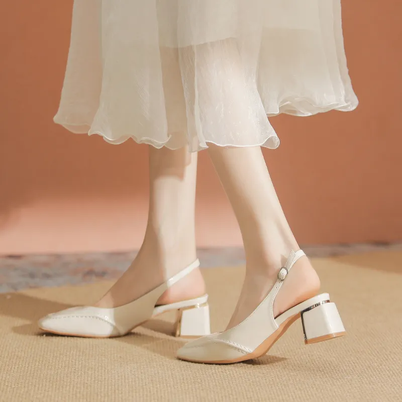 YAFEI XUANYU Chunky Heel High Heels 5cm Women's White-5