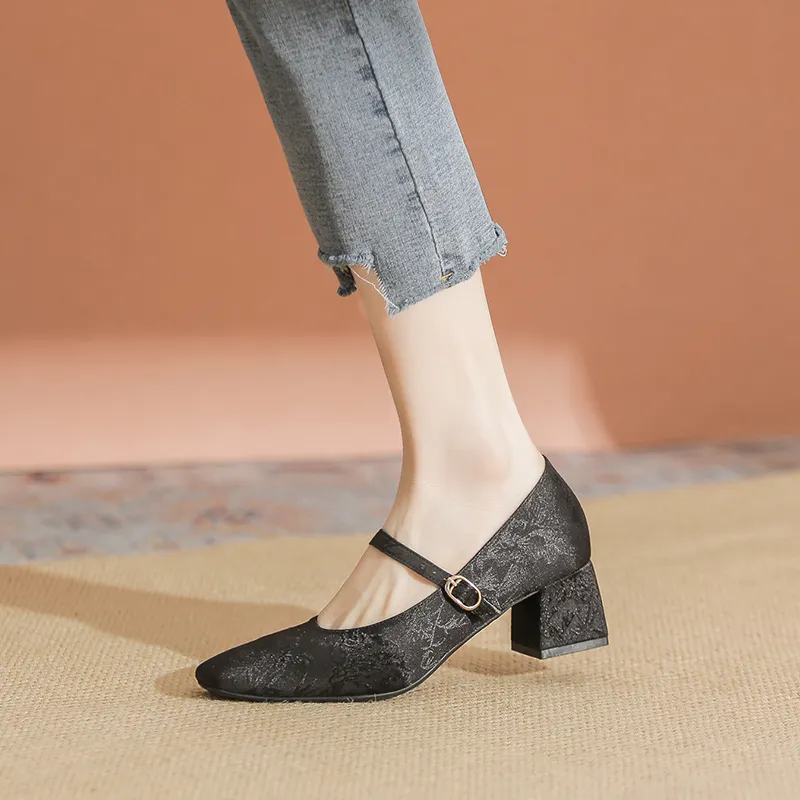 YAFEI XUANYU Chunky Heel High Heels 5cm Women's Black-8