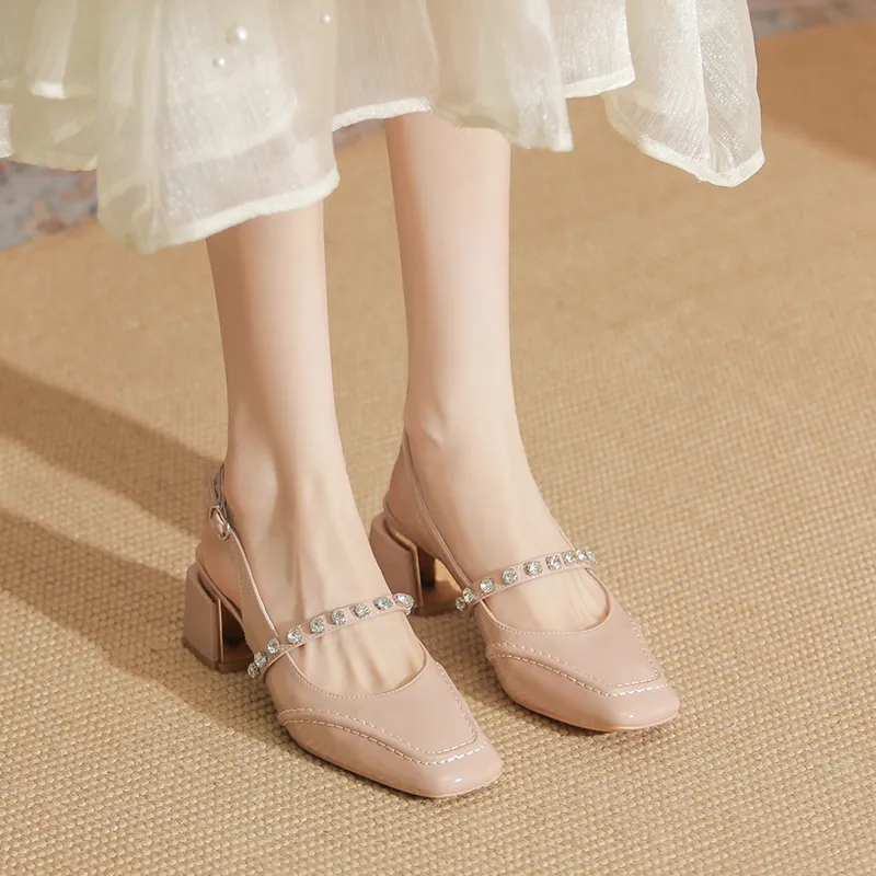 YAFEI XUANYU Chunky Heel High Heels 5cm Women's White-8