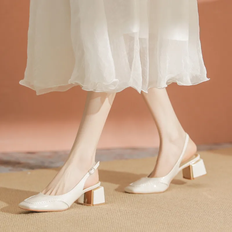 YAFEI XUANYU Chunky Heel High Heels 5cm Women's White-3