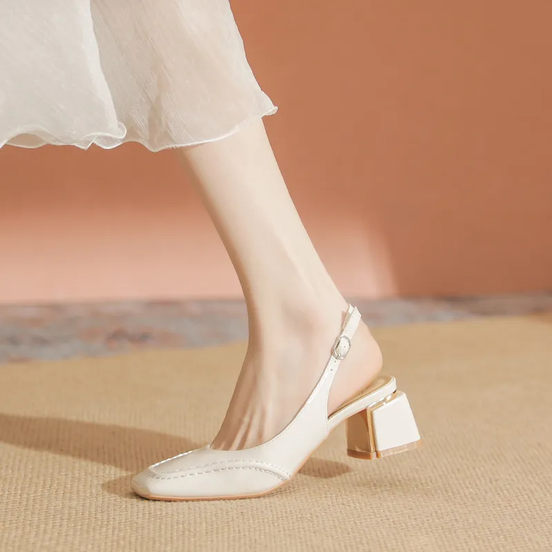 YAFEI XUANYU Chunky Heel High Heels 5cm Women's White-7