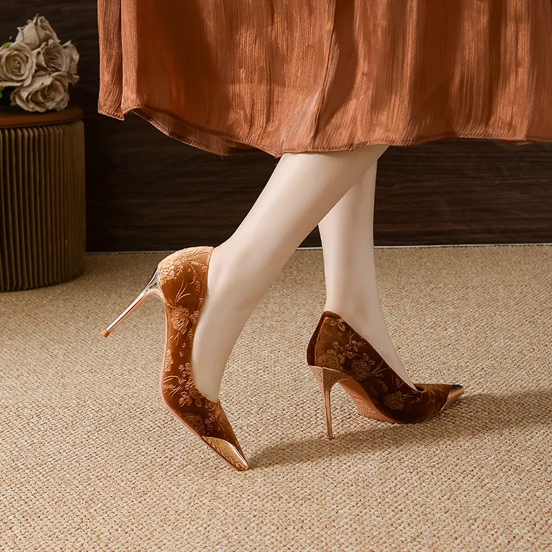 YAFEI XUANYU Slim Heel High Heels 10cm Women's-13