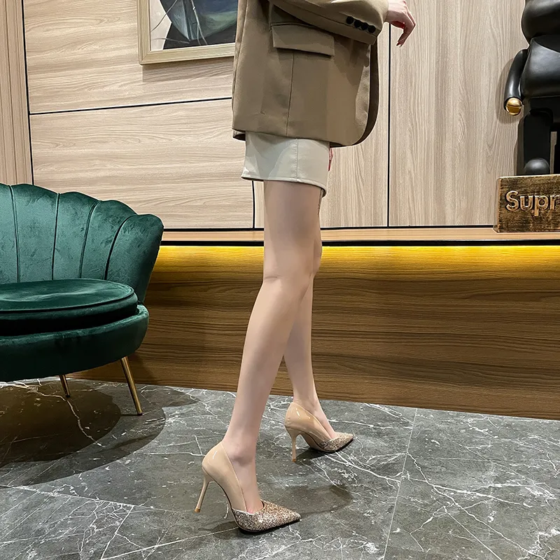 YAFEI XUANYU Slim Heel High Heels Women's Apricot-5