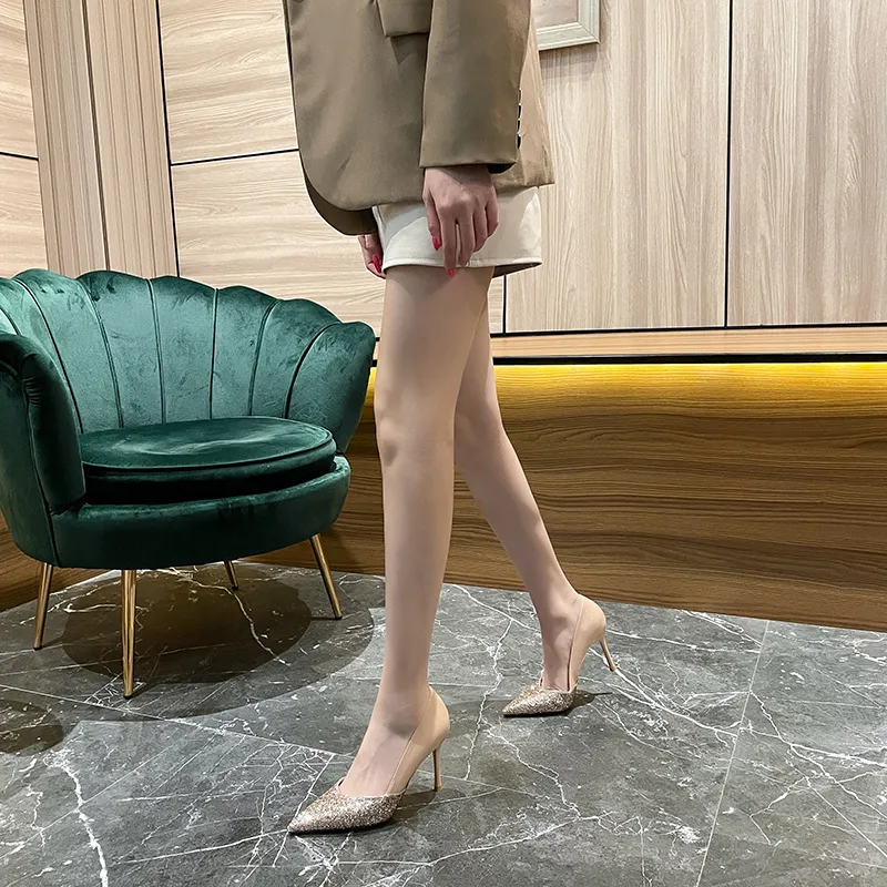 YAFEI XUANYU Slim Heel High Heels Women's Apricot-4