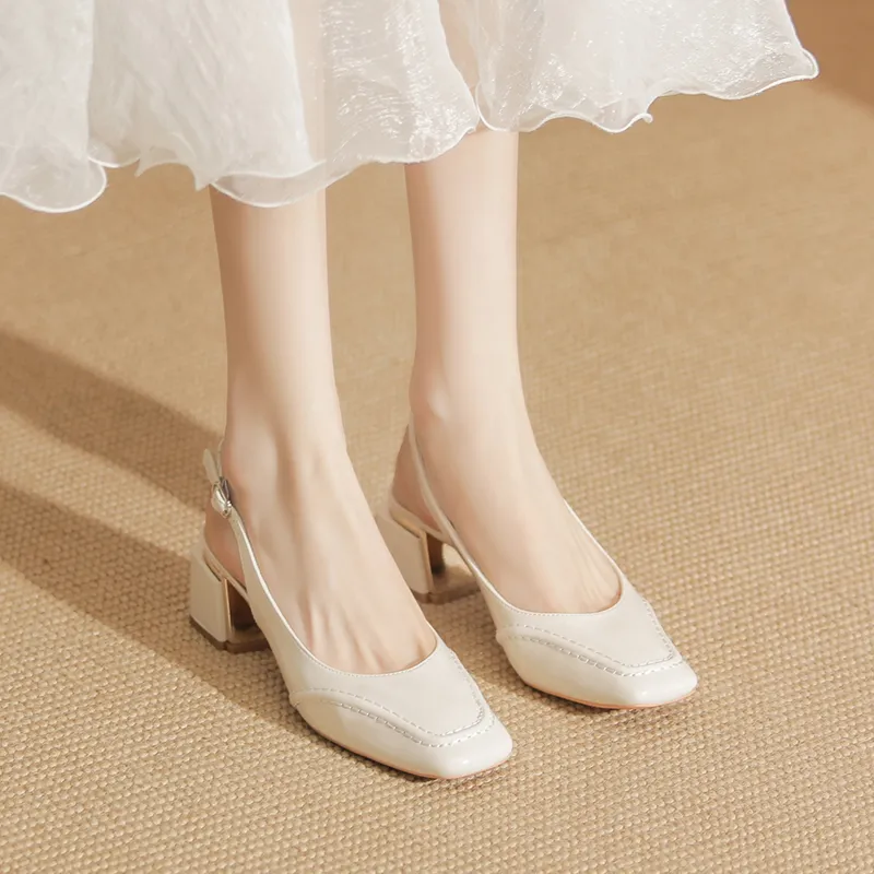 YAFEI XUANYU Chunky Heel High Heels 5cm Women's White-2
