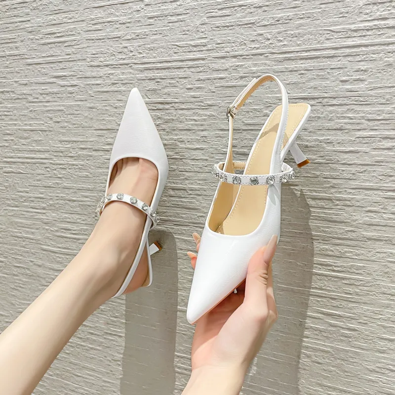 YAFEI XUANYU Slim Heel High Heels 6cm Women's White-4
