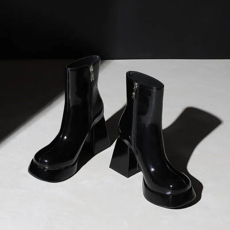 YAFEI XUANYU Ankle Boots 10CM Women's Black-2