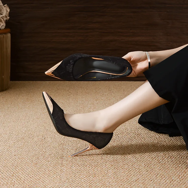 YAFEI XUANYU Slim Heel High Heels 10cm Women's-6