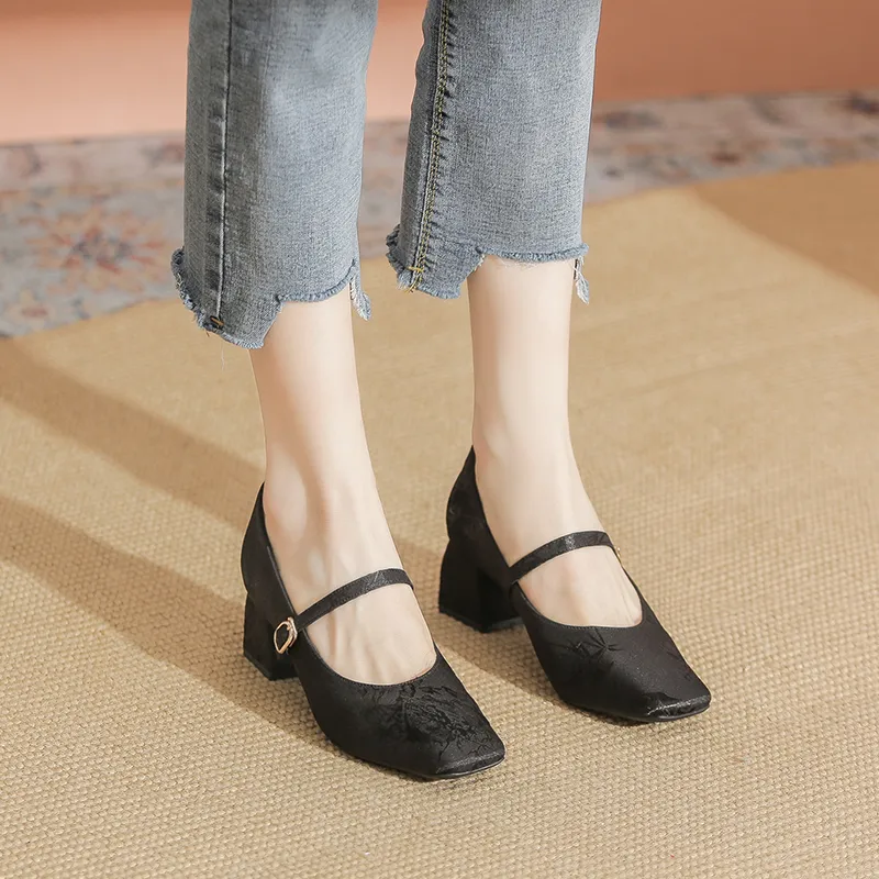 YAFEI XUANYU Chunky Heel High Heels 5cm Women's Black-6