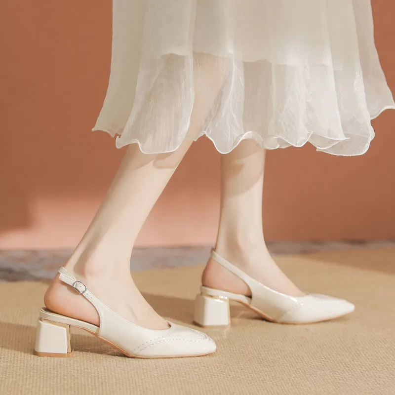 YAFEI XUANYU Chunky Heel High Heels 5cm Women's White-8