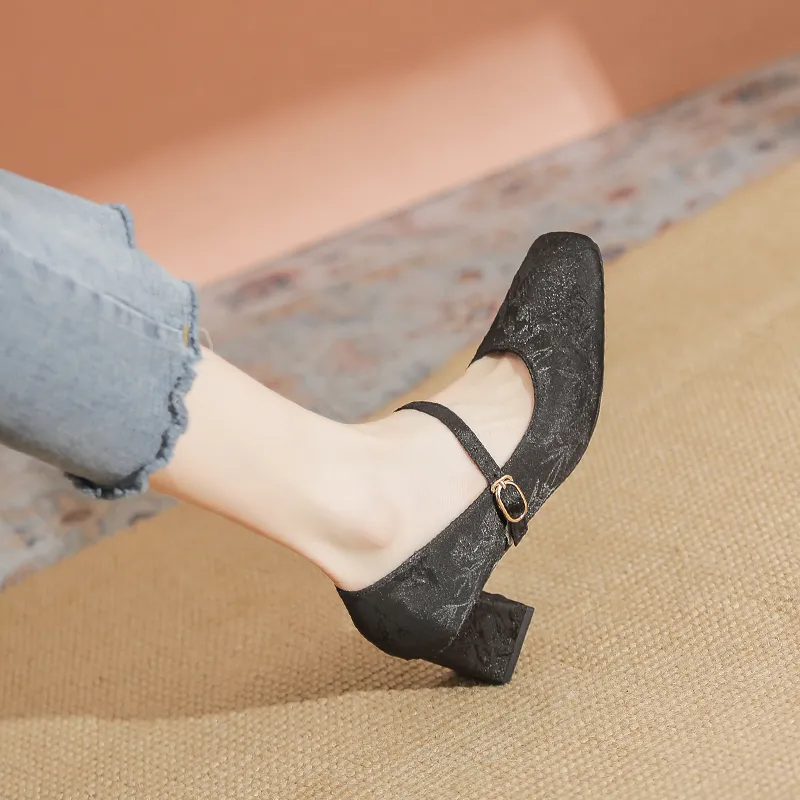 YAFEI XUANYU Chunky Heel High Heels 5cm Women's Black-9