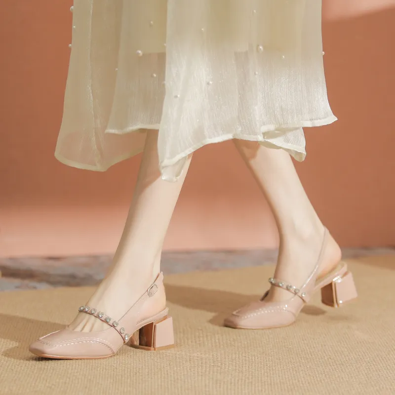 YAFEI XUANYU Chunky Heel High Heels 5cm Women's White-3